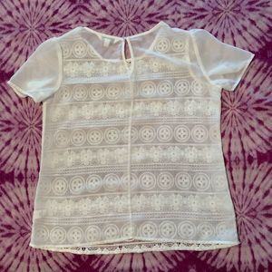 🦚5/20🦚 Charming Charlie ivory sheer blouse M